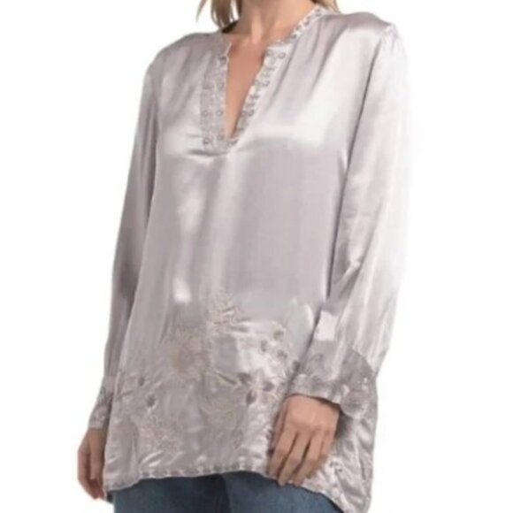 NWT Johnny Was Biya JWLA Embroidered Henley Voyager Tunic Blouse Top Annalina - Picture 1 of 8